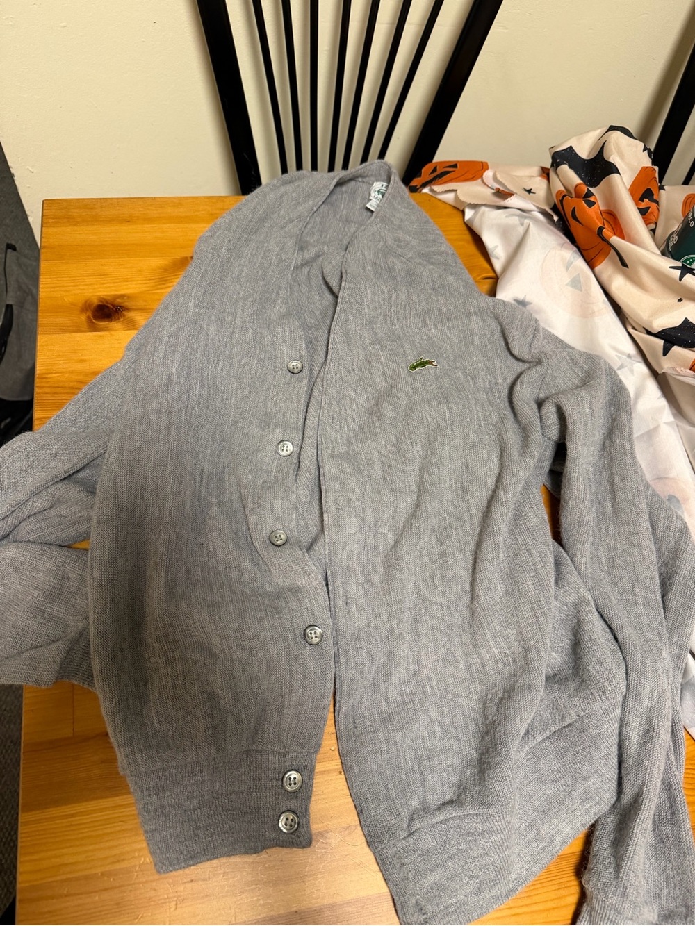 Lacoste Vintage Men's Light Gray Cotton Blend Cardigan